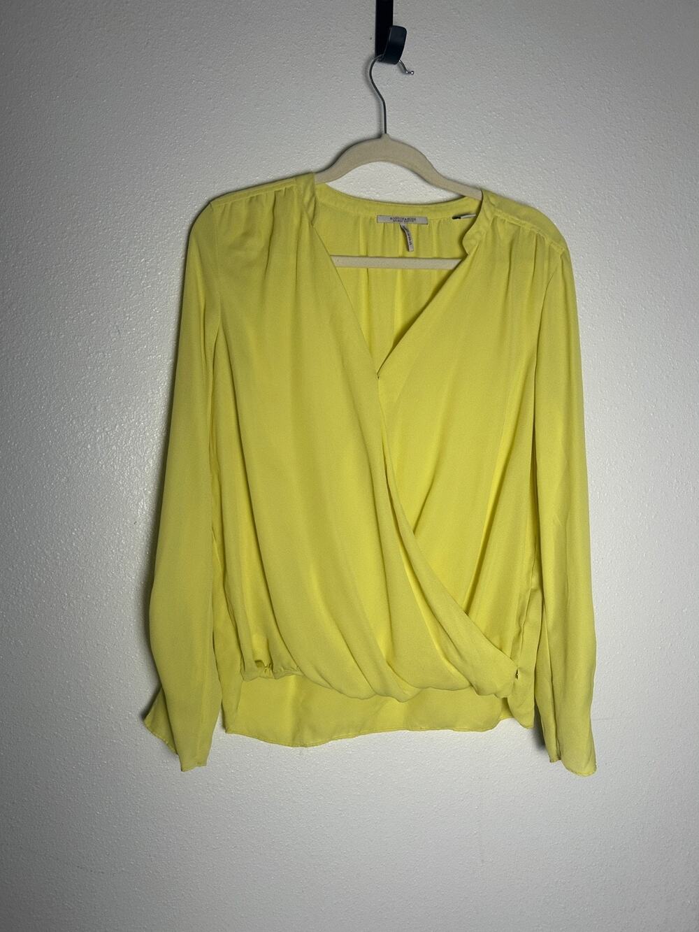 Scotch & Soda Maison V-Neck Yellow Long Sleeve Drapey Faux Wrap Top Size Med